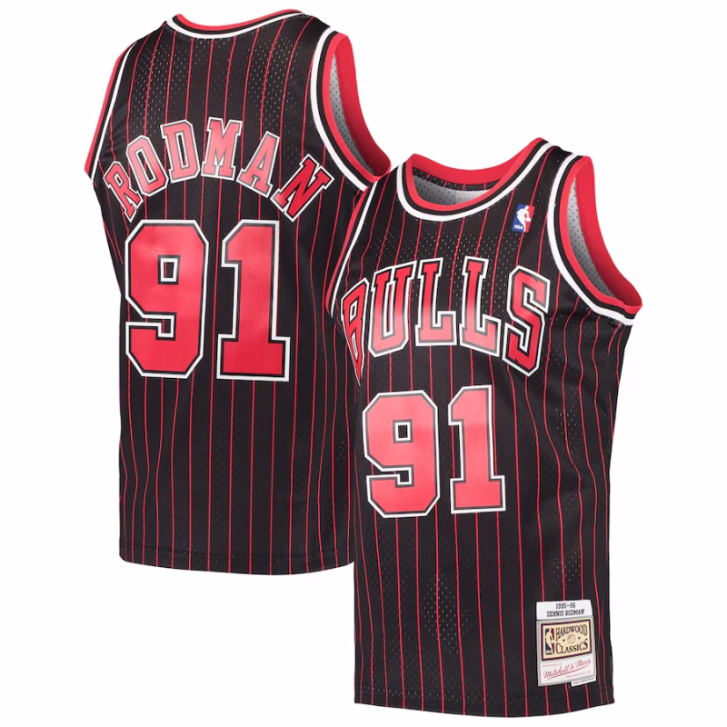 Men's Chicago Bulls Dennis Rodman Mitchell & Ness Black Hardwood Classics Swingman Jersey