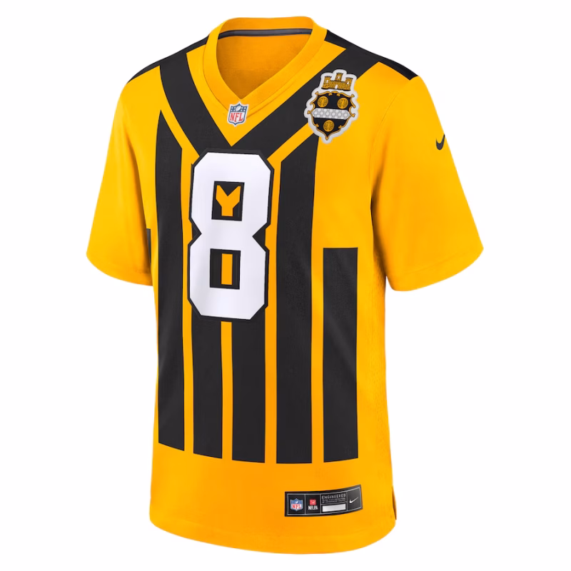 Men's Pittsburgh Steelers Aaron Rodgers Nike Gold Alternate 1933 Throwback Game Jersey - Image 2