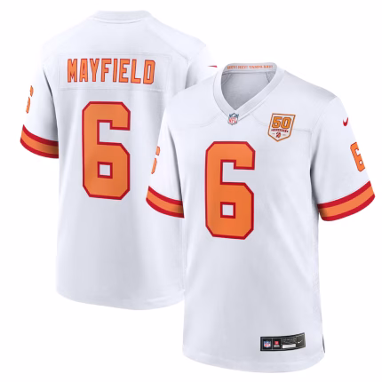 Men's '76 Tampa Bay Buccaneers Baker Mayfield Nike White 50th Season Game Jersey