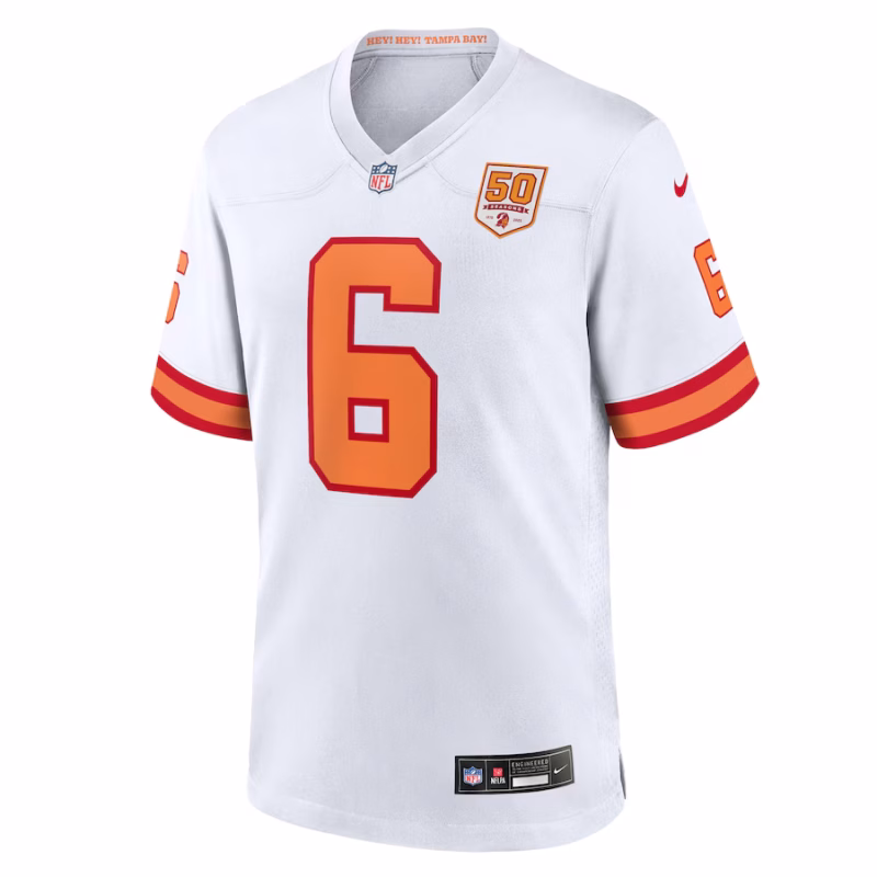 Men's '76 Tampa Bay Buccaneers Baker Mayfield Nike White 50th Season Game Jersey - Image 4