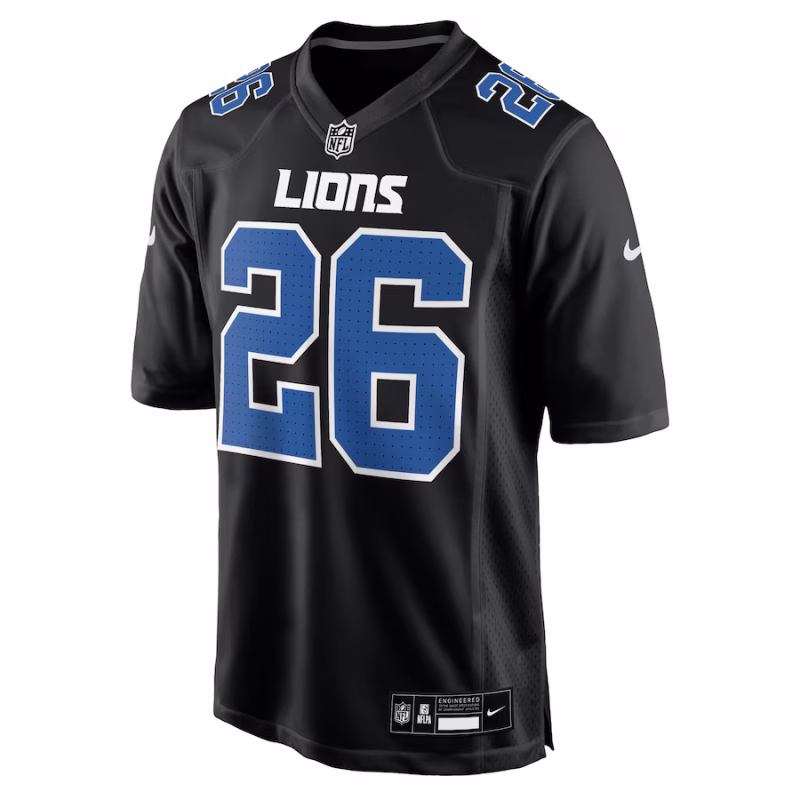 Men's Detroit Lions Jahmyr Gibbs Nike Carbon Black Fashion Jersey - Image 3