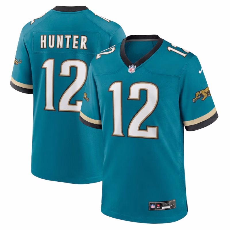 Men's Jacksonville Jaguars Travis Hunter Nike Teal 2025 NFL Draft First Round Pick 2nd Alternate Game Jersey