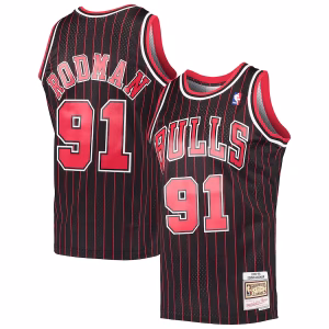 Men's Chicago Bulls Dennis Rodman Mitchell & Ness Black Hardwood Classics Swingman Jersey