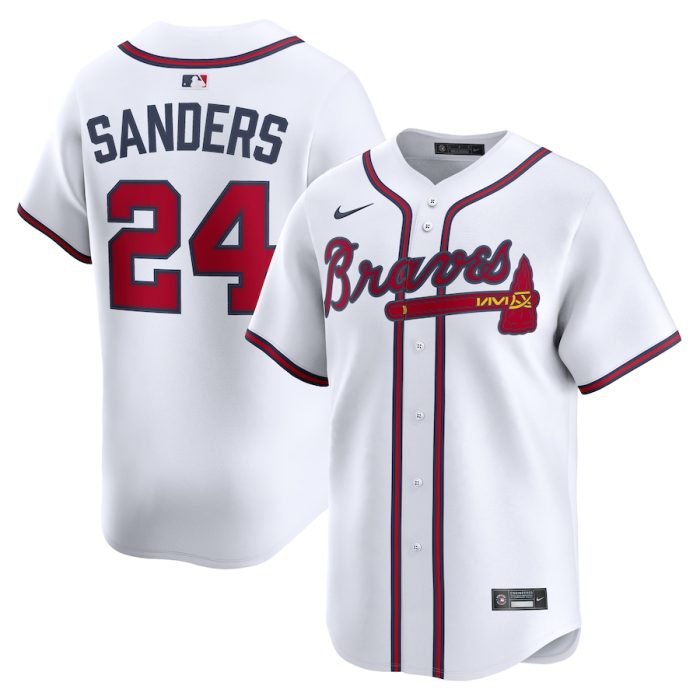 Men's Atlanta Braves Deion Sanders Nike White Limited Player Jersey - Image 1