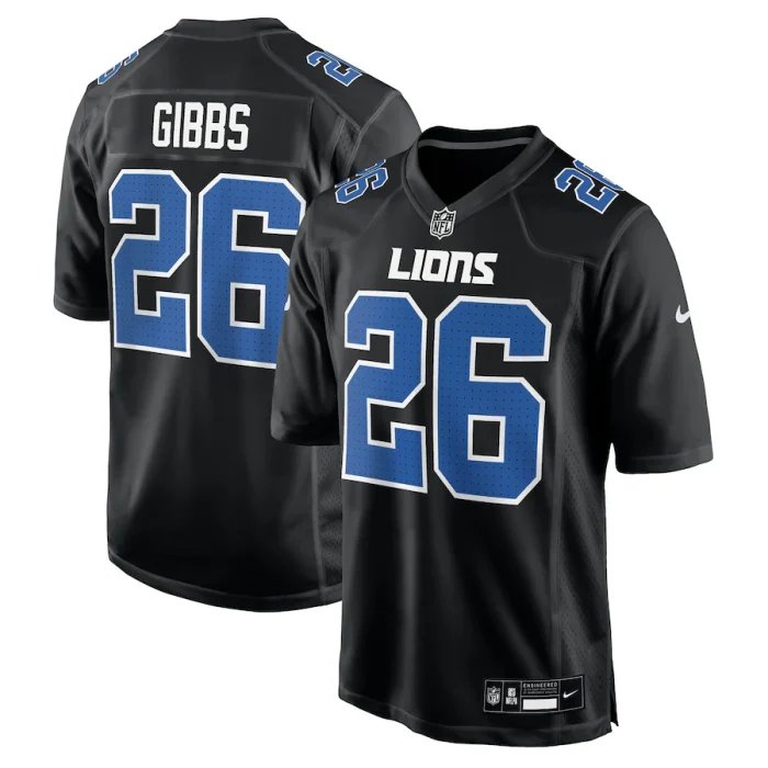 Men's Detroit Lions Jahmyr Gibbs Nike Carbon Black Fashion Jersey - Image 1